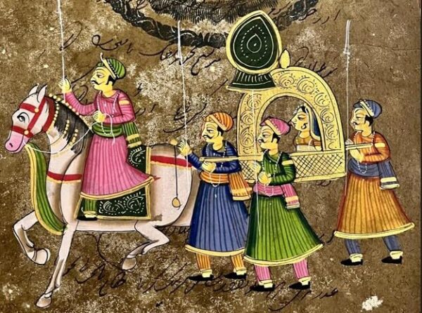 Cultural Art Handmade Indian Heritage Painting – Royal Procession Art | Unique Wall Décor | Gift for Home, Office, or Festive Occasions with Historic Jaipur Court Stamp - Image 2