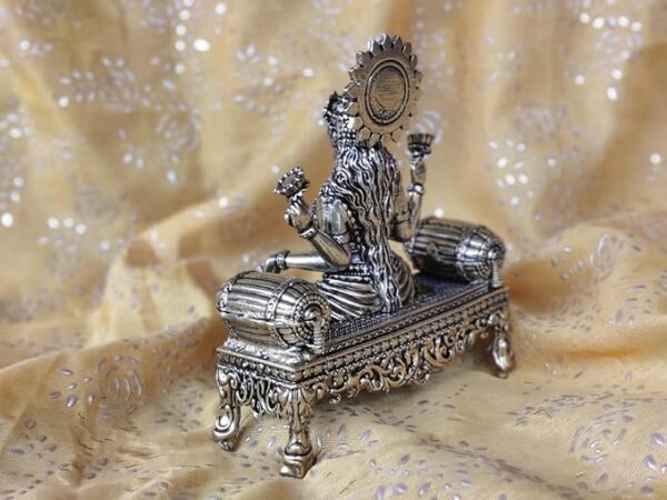 Brass Maa Lakshmi Devi Idol Statue Sitting on Throne in Decorative Luxury Bag - Laxmi Ji Ki Murti for Pooja Temple Room Diwali Gift & Home Décor Items (4 Inch Height) - Image 5