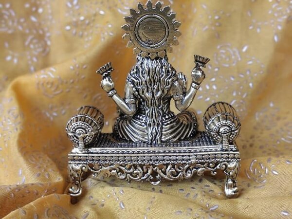 Brass Maa Lakshmi Devi Idol Statue Sitting on Throne in Decorative Luxury Bag - Laxmi Ji Ki Murti for Pooja Temple Room Diwali Gift & Home Décor Items (4 Inch Height) - Image 6